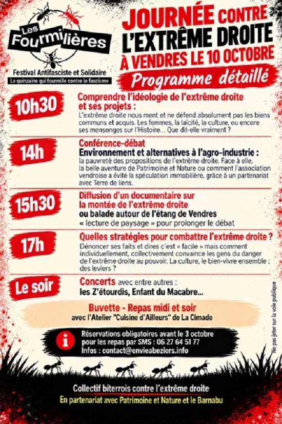 Dans le cadre du Festival « Les Fourmilières », une journée contre l’extrême-droite à Vendres